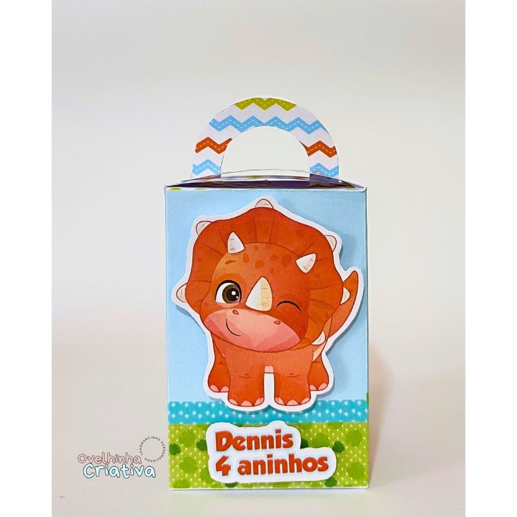 Caixa  Alça Dino Baby - Lembrancinhas Personalizada- Caixinhas Personalizadas - Papelaria Personalizada