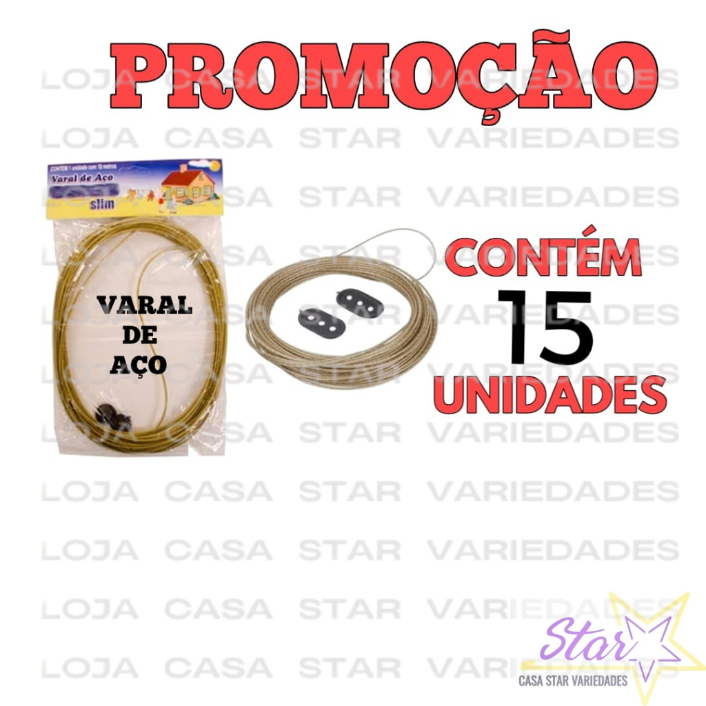 15 varal aço revestido de PVC multuso 10 metros em Oferta na Shopee