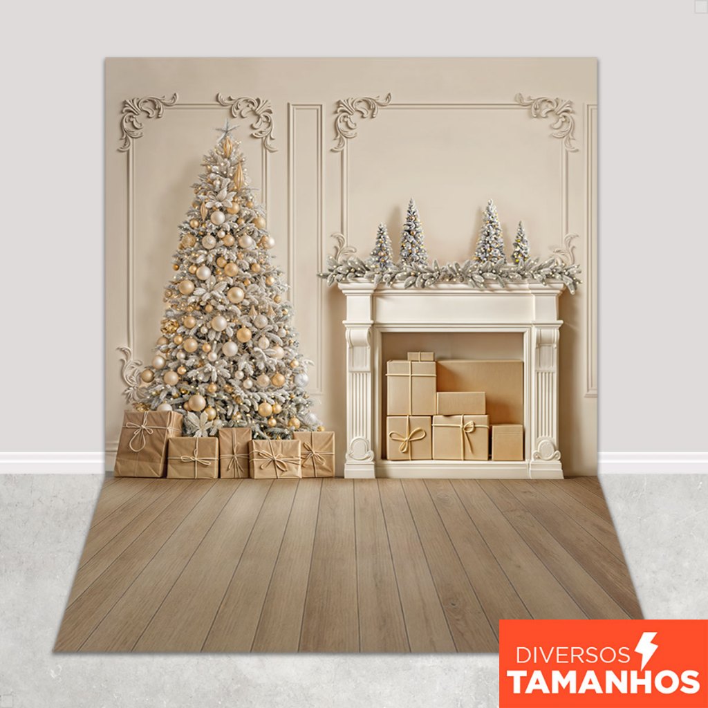 Fundo Fotográfico Natal Dourado Sublimado Em Tecido - FNT-811 em Oferta na Shopee