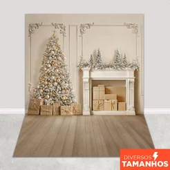 Fundo Fotográfico Natal Dourado Sublimado Em Tecido - FNT-811