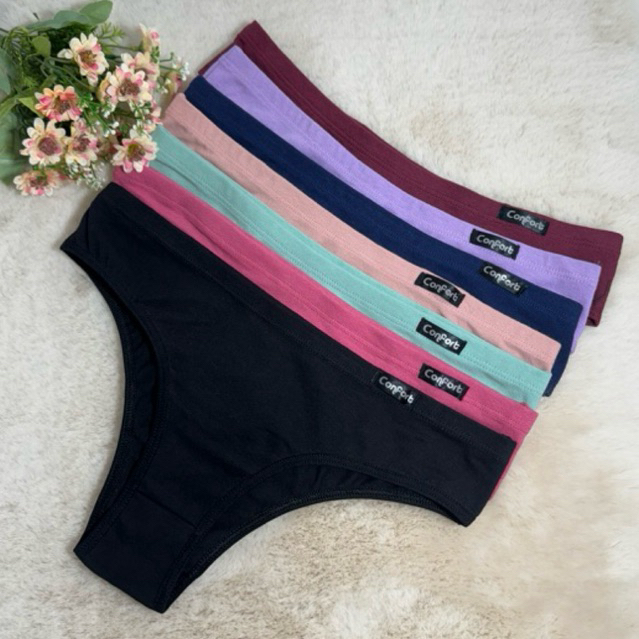 Kit 5 Calcinha De Algodão 100% Premium Feminina Dia a Dia Confortável Barato em Oferta na Shopee