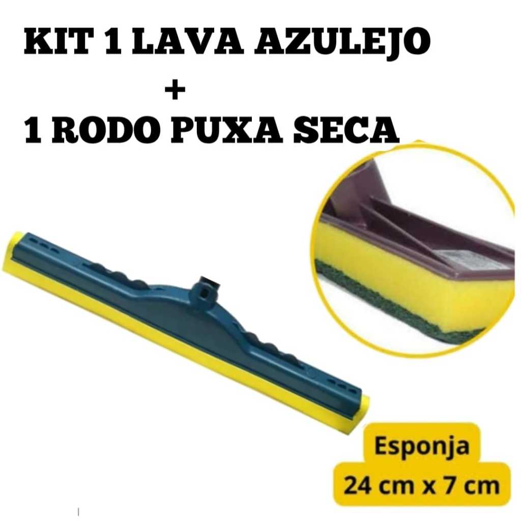 kit 1 Lava Azulejo Esponja abrasiva + 1 Rodo puxa e seca
