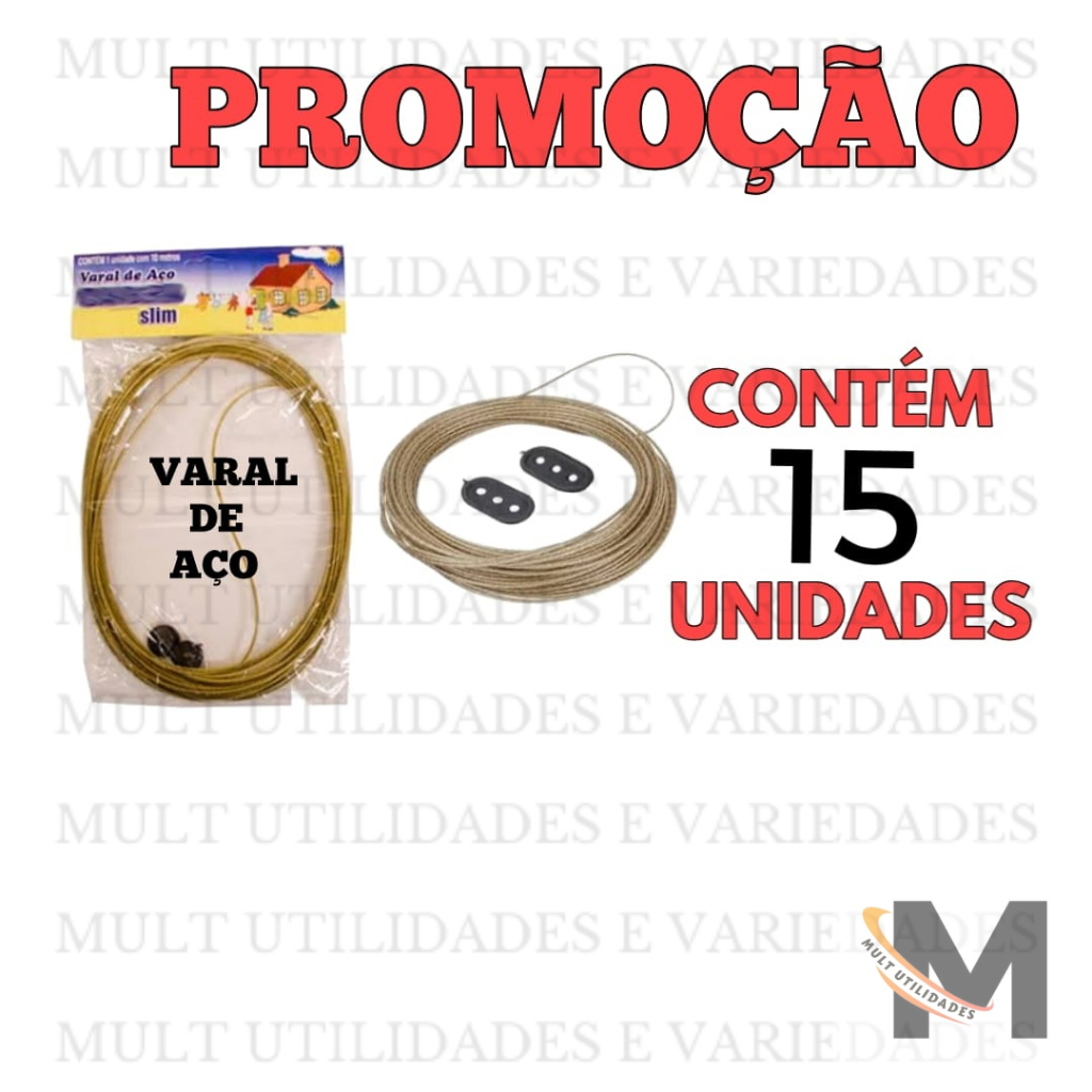 15 varal aço revestido de PVC multuso 10 metros