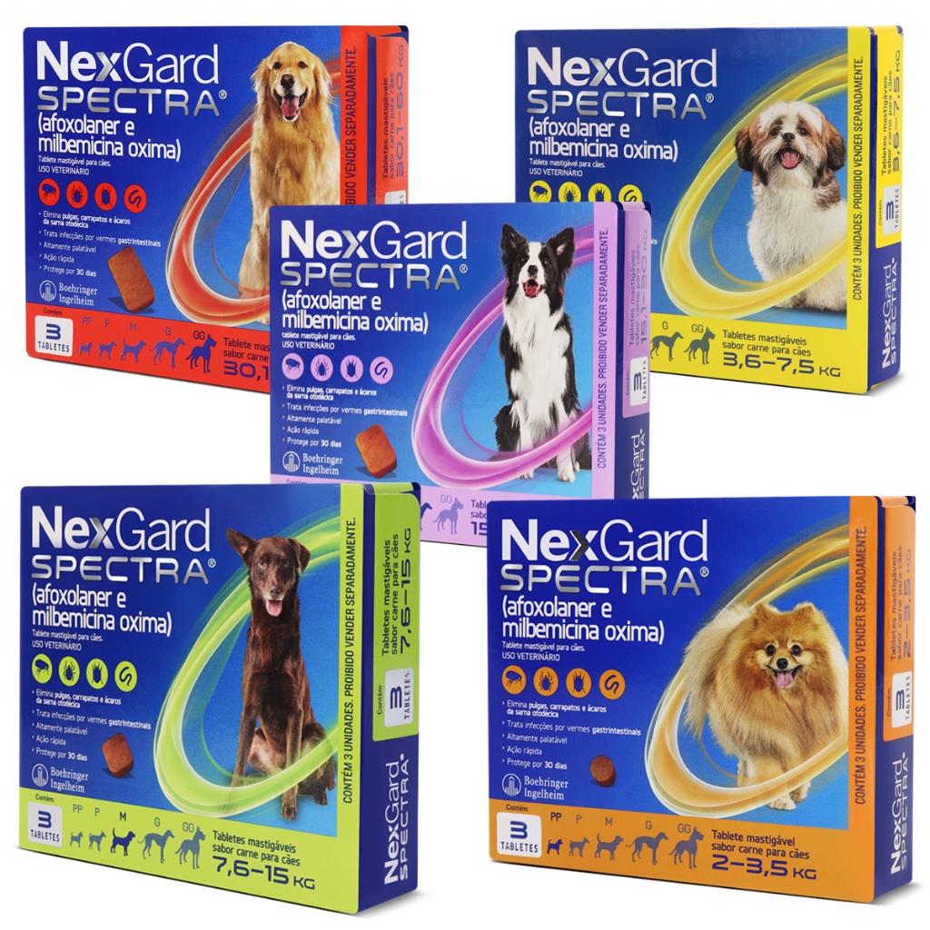 Nexgard Spectra Cães de 2 a 60kg c/ 3 Tabletes Antipulgas e Carrapatos Para Cachorro em Oferta na Shopee