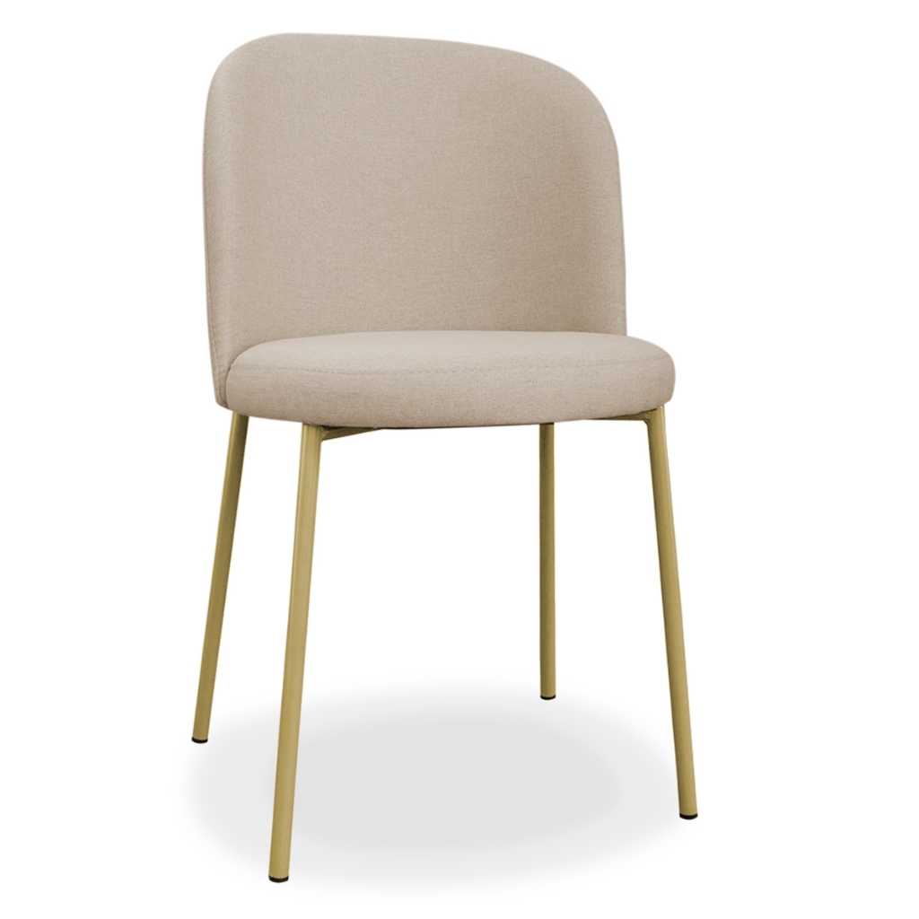 Cadeira de Jantar Elegance Base Champagne Linho Bege - Leal Decorados