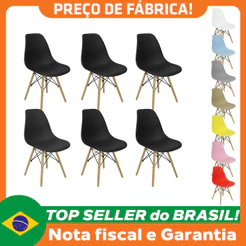 Kit 6 Cadeiras Charles Eames Eiffel Wood Design Varias Cores