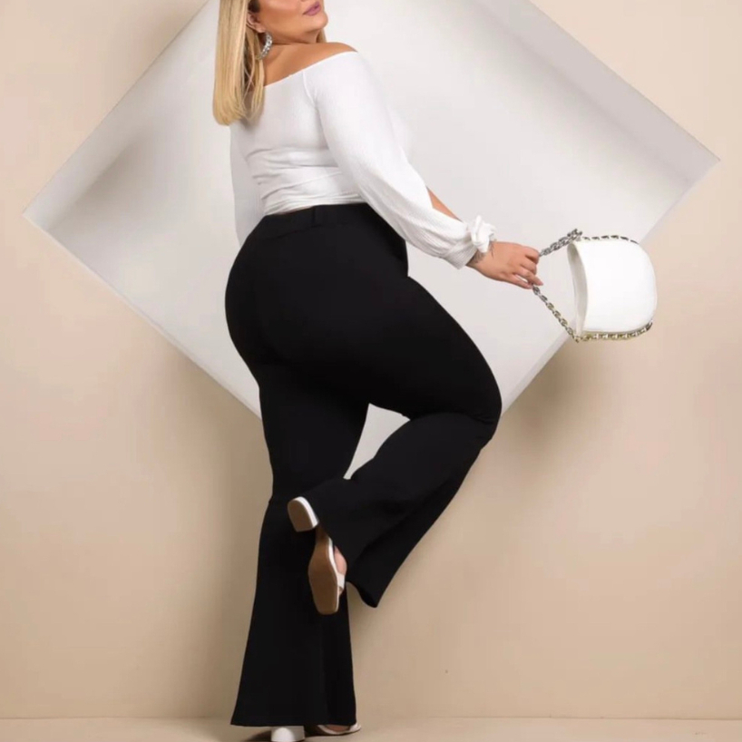 Calça Legging Cintura Alta Plus Size Flanelada