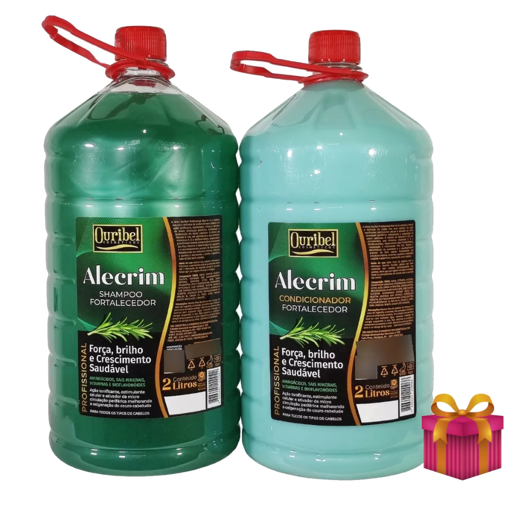 KIT SALÃO Shampoo + Condicionador Alecrim Fortalecedor Ouribel 2 Litros em Oferta na Shopee