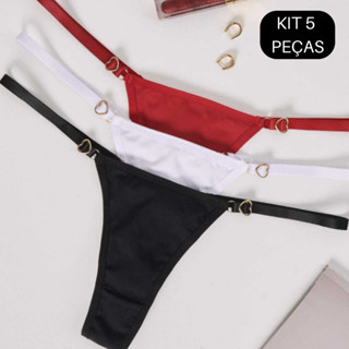 Kit 5 Calcinhas Fio Duplo Regulagem Fio Dental Lingerie Tanga Levanta Bumbum Direto da Fábrica em Oferta na Shopee