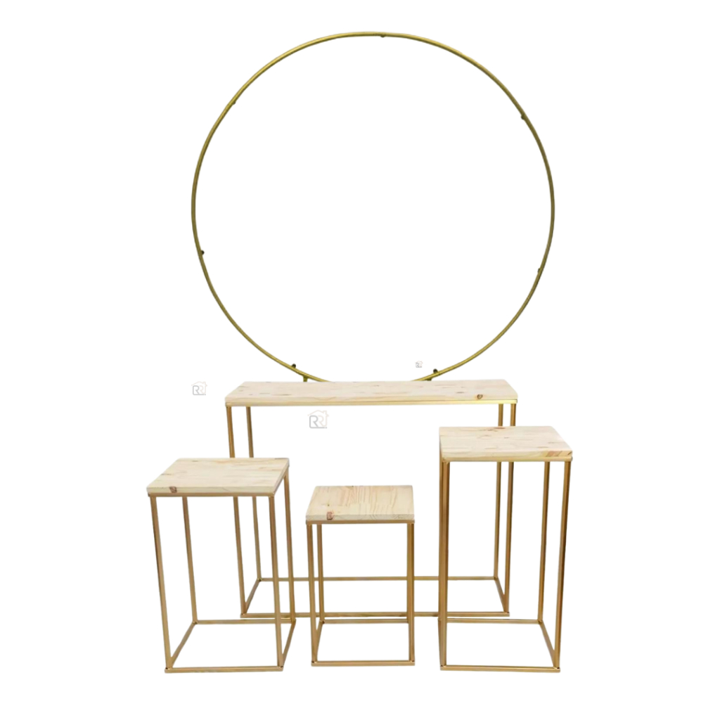Kit Trio De Mesa Arco Redondo Desmontável Decorativo Festa