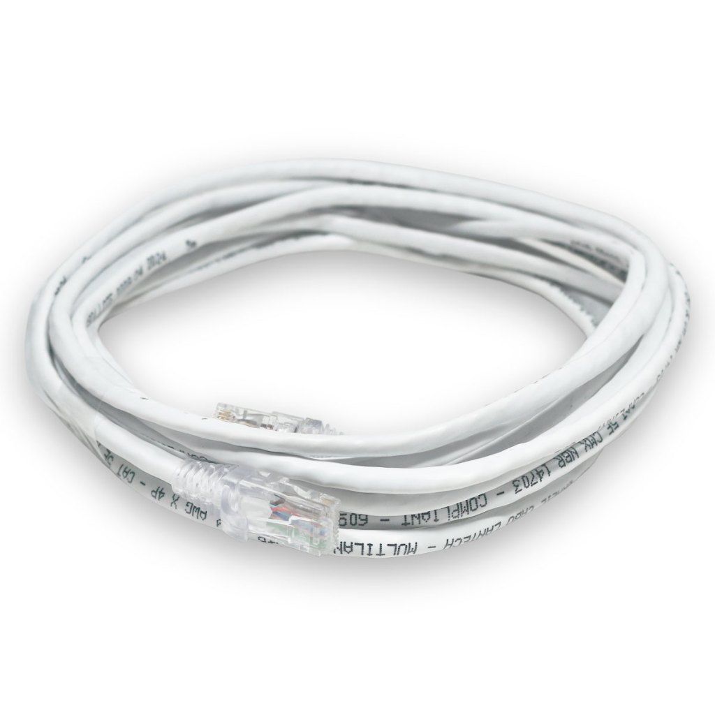 Cabo de Rede Branco 3m 3 Metros Crimpado CAT5e 100% Cobre LAN Ethernet Testado Homologado ANATEL