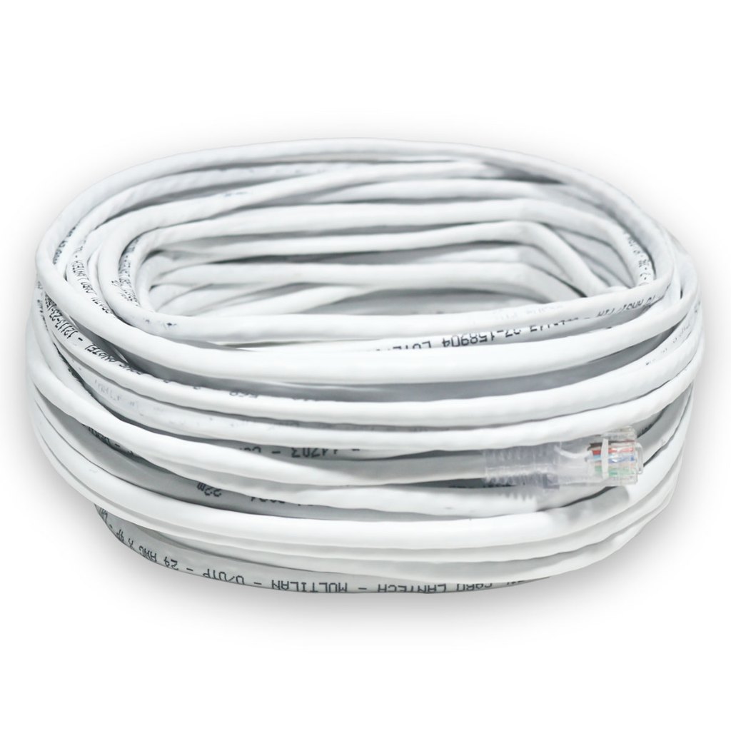 Cabo de Rede Branco 20m 20 Metros Crimpado CAT5e 100% Cobre LAN Internet CFTV Pronto Testado