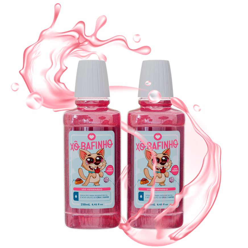 Kit 2 Xô bafinho: Tratamento Bucal para Cães e Gatos - 250 Ml - Trata Mau Hálito, Tártaro, Cárie, Gengivite e Placa