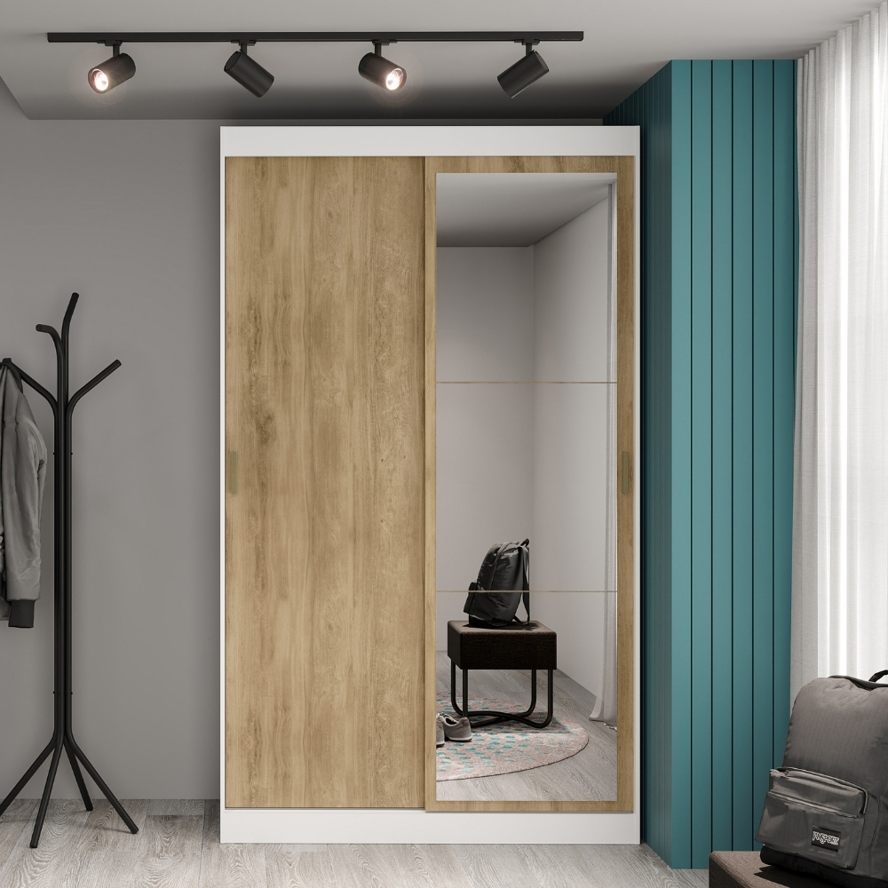 Guarda Roupa Casal 2 Portas 2 Gav Espelho Branco Carraro Nivus - Home & Living