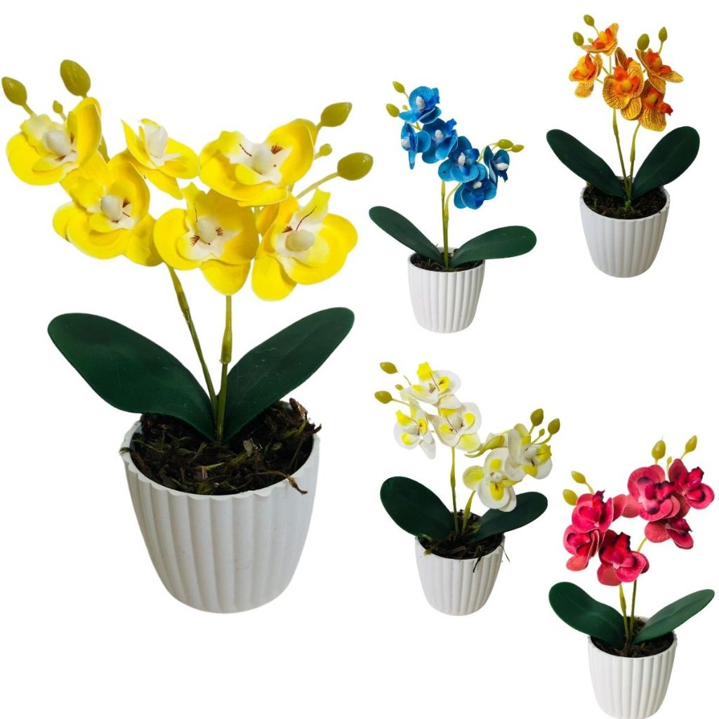 Arranjo Orquideas Mini Planta Artificial Decorativa Vaso em Oferta na Shopee