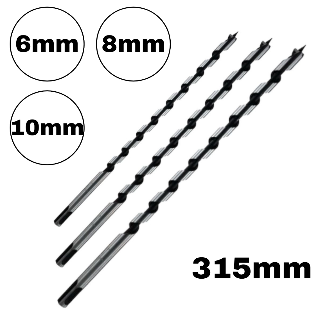 Kit 3 Brocas Para Mourão e Fibrocimento 315mm (6mm, 8mm, 10mm)