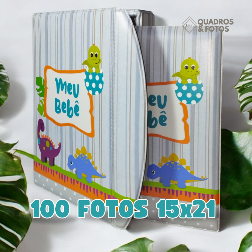 Álbum de 100 fotos 15x21 com Estojo Imã Infantil Bebê