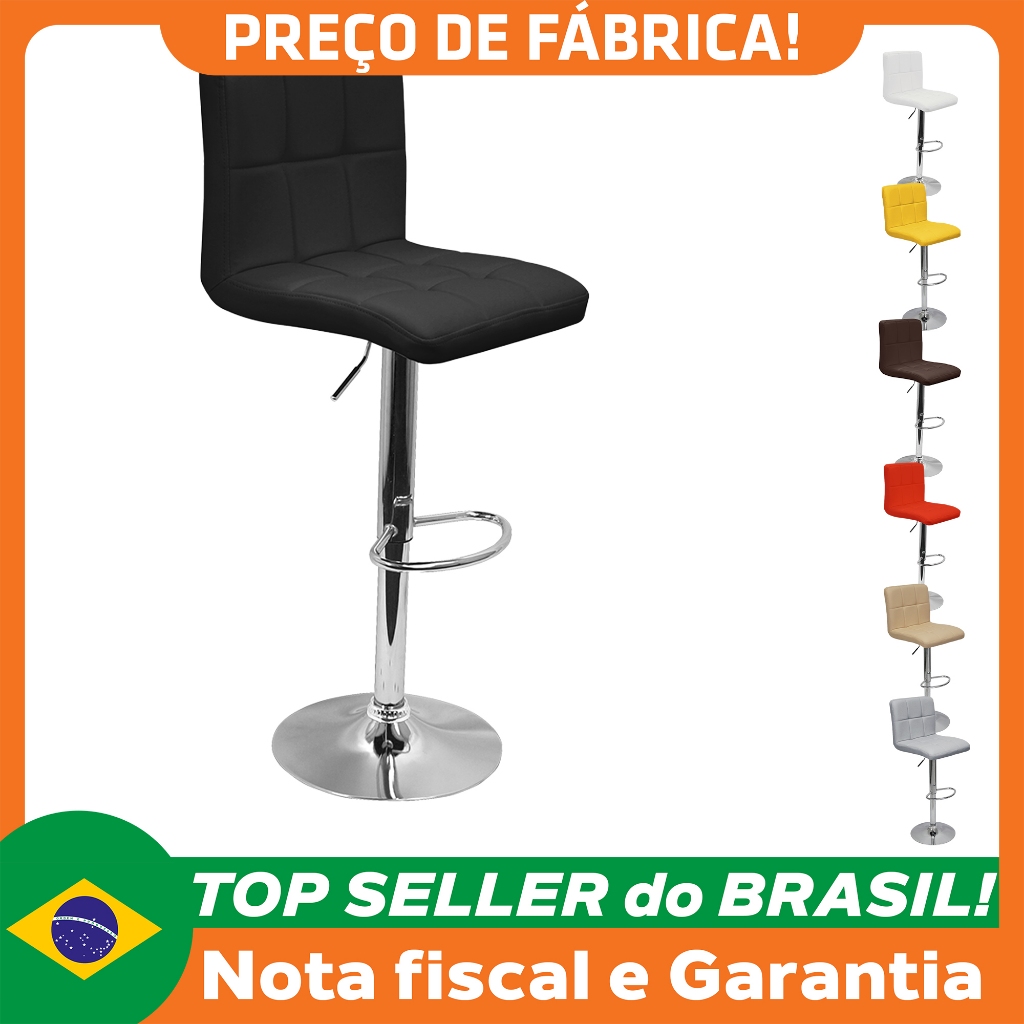Banqueta Confort Gomos Estofada Couro Giratória c/ regulagem