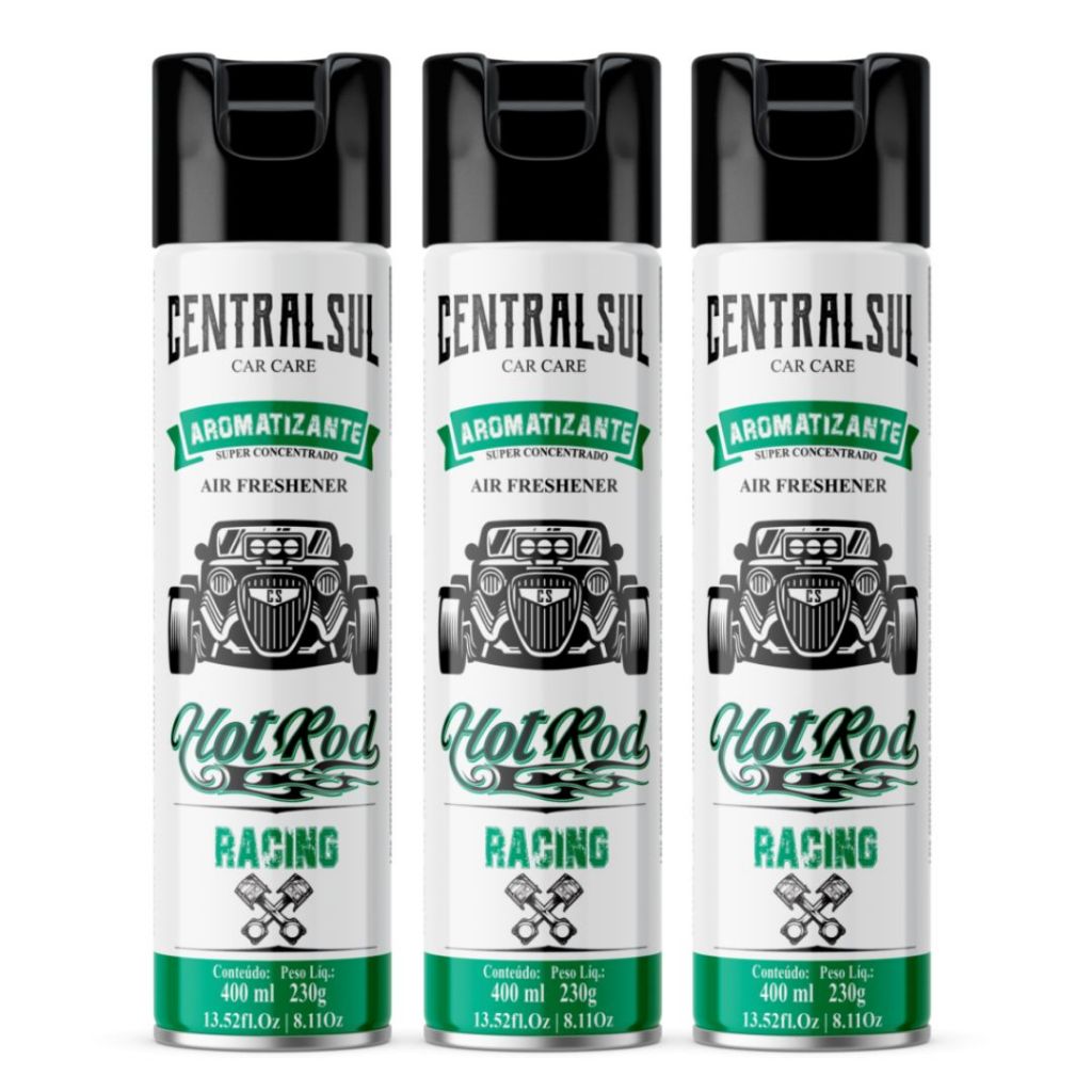 3 Aromatizante Automotivo Hot Rod Racing Centralsul 400ml em Oferta na Shopee
