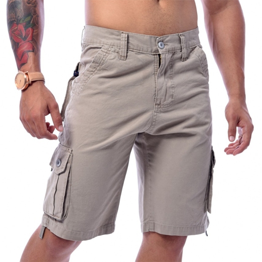 Bermuda Masculino Cargo Bege Lisa Premium Super confortavel  -  Icari