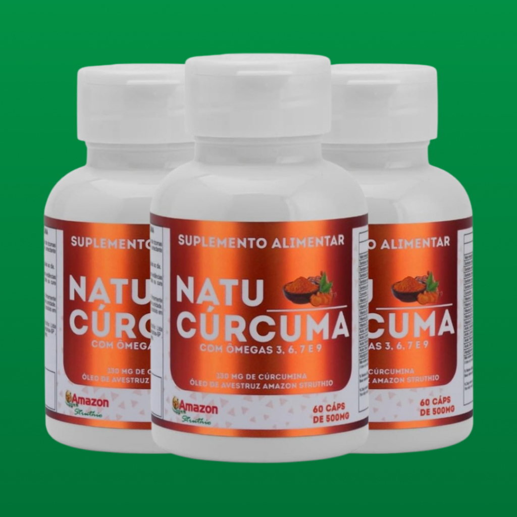 KIT 3 CURCUMINA 130mg cúrcuma + Ômegas 3 6 7 e 9 -Natu Cúrcuma Amazon Struthio