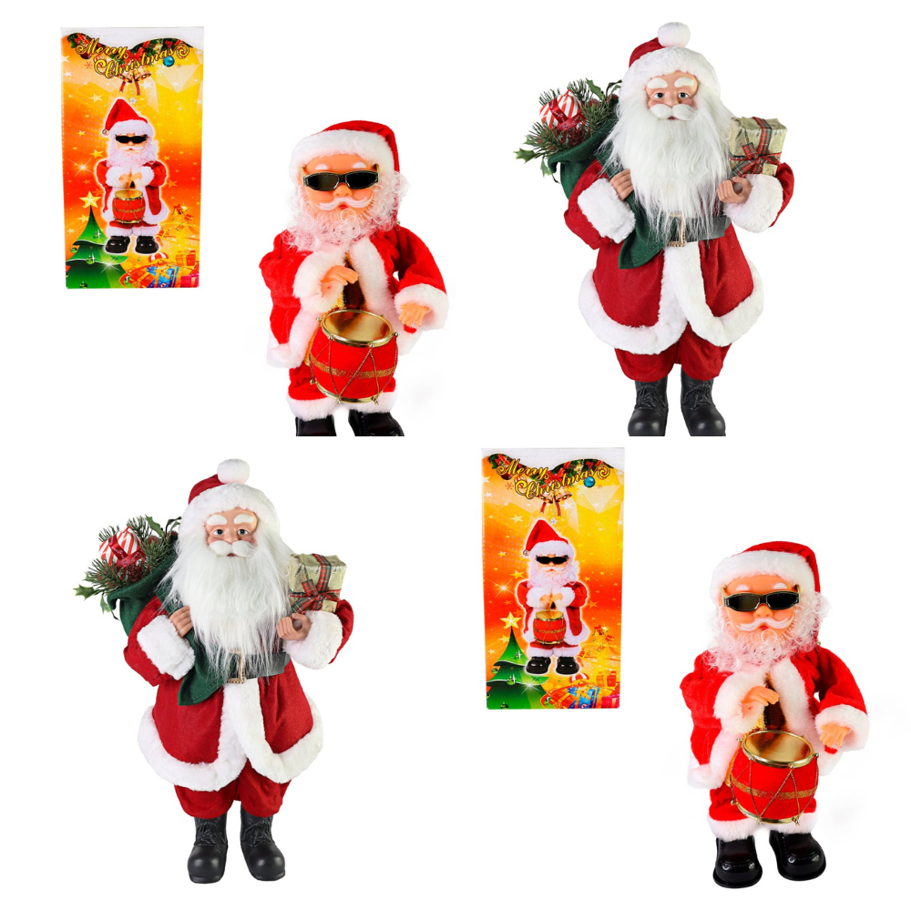 Papai Noel Musical Toca Tambor Papai Noel Decorativo 40cm