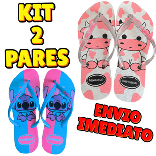 Kit 2 Pares Chinelo Stitch e Vaquinha Varias Estampas Feminina em Oferta na Shopee