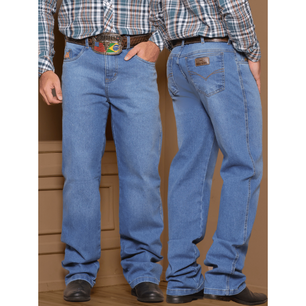 Calça Masculina Jeans Tradicional calca Country Reta Elastano em Oferta na Shopee