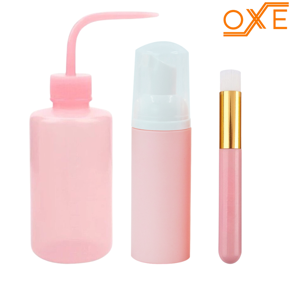 Kit Limpeza Extensão de Cílios Com Pump Espumador Pincel e Pisseta