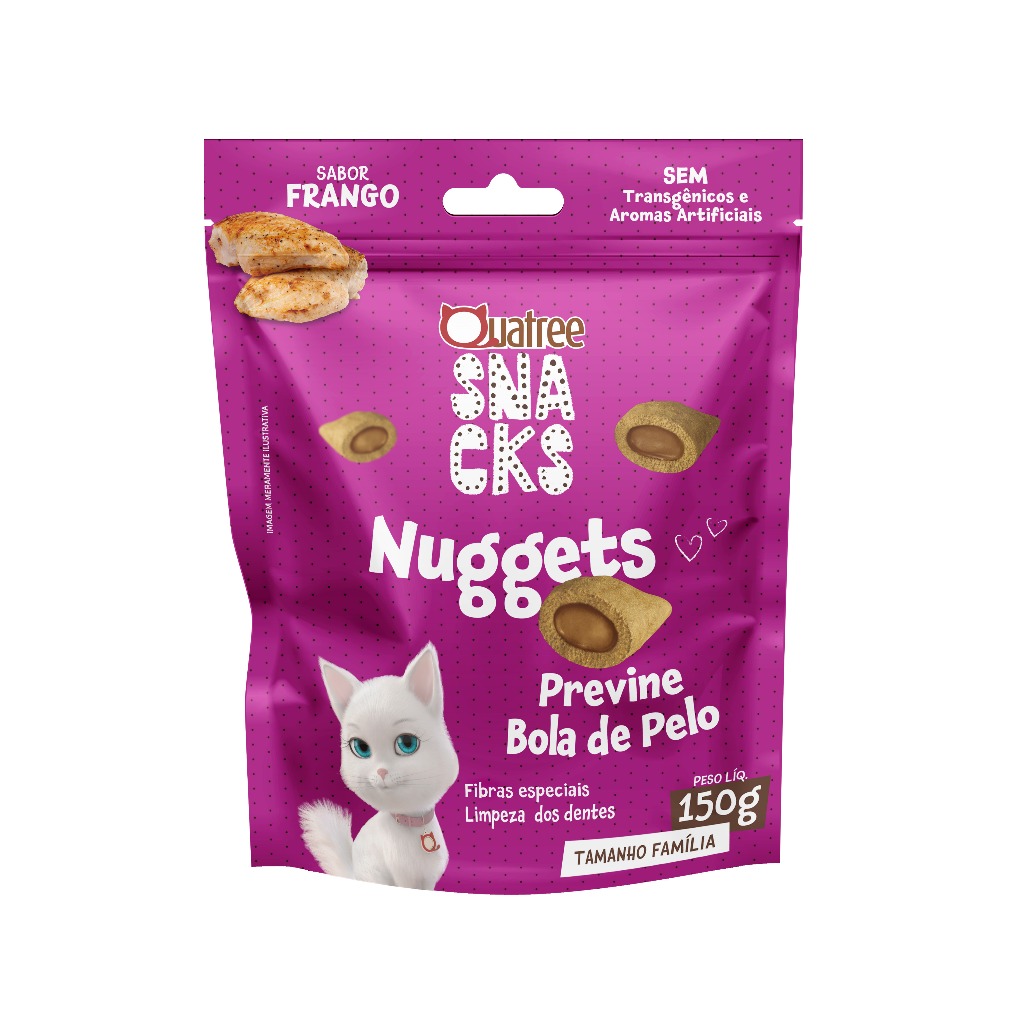 Petisco Snack Quatree Gatos Nuggets Frango Bola de Pelo 150 gr Petisco Snack Quatree Gatos Nuggets Frango Bola de Pelo 150 gr