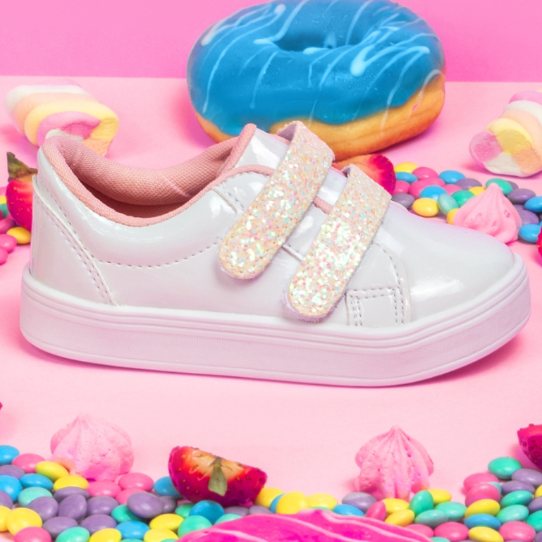 Tênis Infantil Menina Tininha Calce Fácil Brilho Velcro Escolar