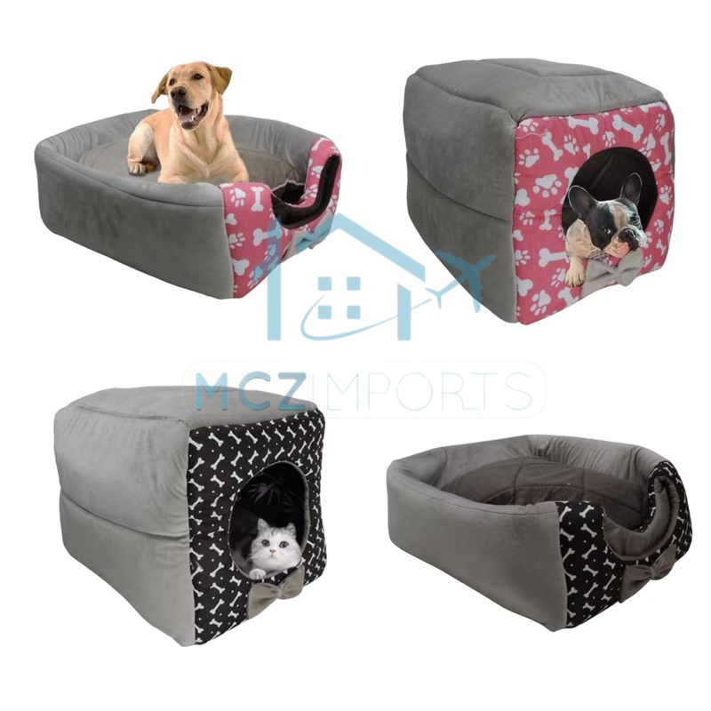 Casinha Cama Toca Iglu 3 em 1 para Cachorro e Gato Caminha Pet com Almofada Lavavel