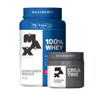 Kit Whey 100% Max Titanium 900g Pote + Creatina Max Titanium 100g em Oferta na Shopee
