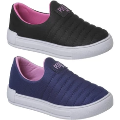 Kit 2 Pares Tenis Calce Facil Infantil Sola Reta Escolar Leve Confortável Menino Menina Envio em 24H