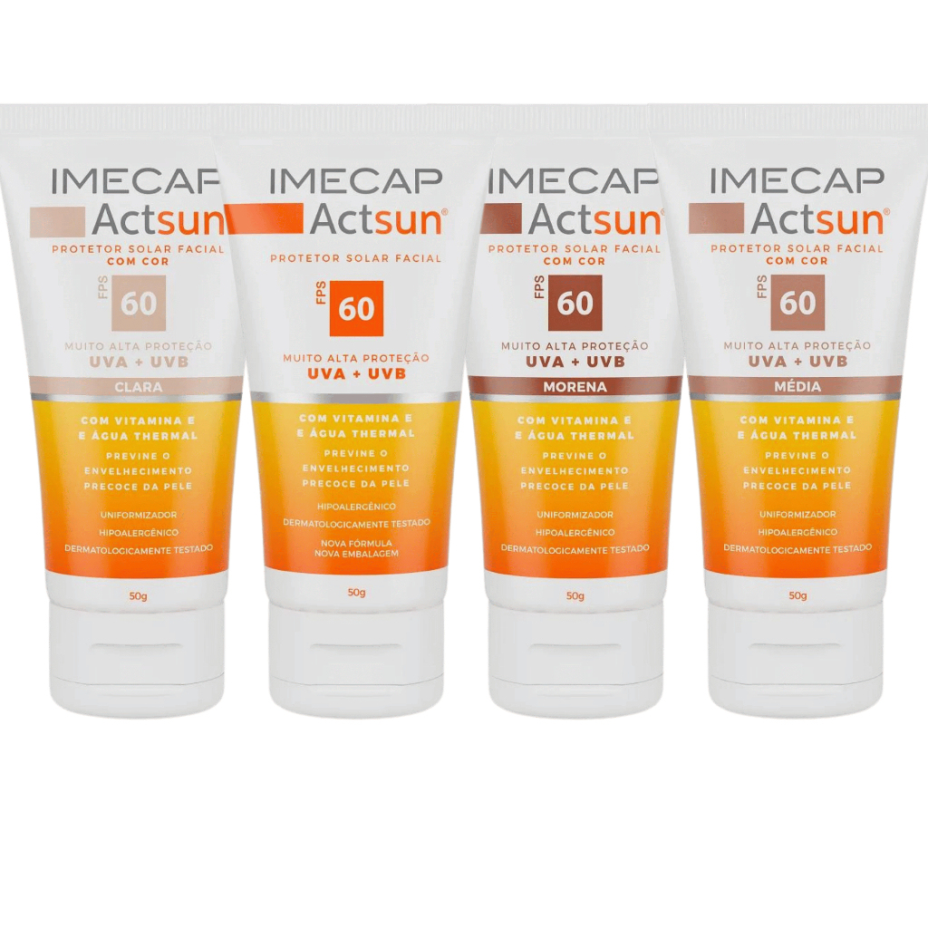 Protetor Solar Facial Imecap Actsun Cor Clara - Média - Morena - Sem Cor 50G - Hidratação e Proteção