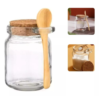 Potes de Vidro 220ml com Colher de Bambu – Porta Temperos, Sal, Açúcar, Mel | Kit 6 ou 12 Unidades em Oferta na Shopee