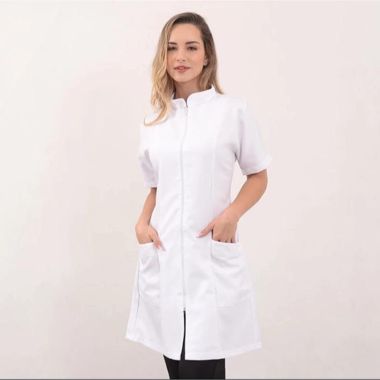 Jaleco manga curta Gabardine Premium Feminino . em Oferta na Shopee
