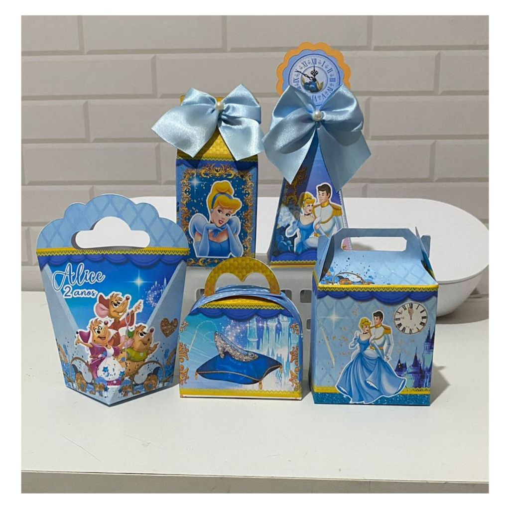 PEGUE E MONTE - Kit Caixinha Festa Personalizados Lembrancinha Tema Cinderela
