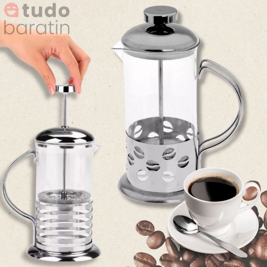 Cafeteira Francesa Cremeira Em Vidro e Aço Inox Chaleira Prensa  Francesa Cafeteira da Moda Viral