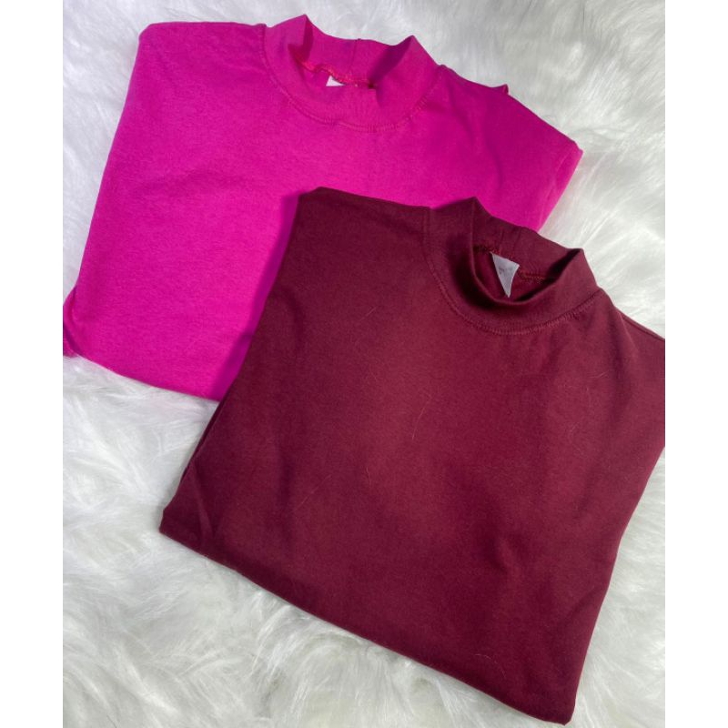 Kit 2 Blusa Feminina T-shirt Gola Alta Básica Plus Size  Algodão  BLusa Social  Lisa