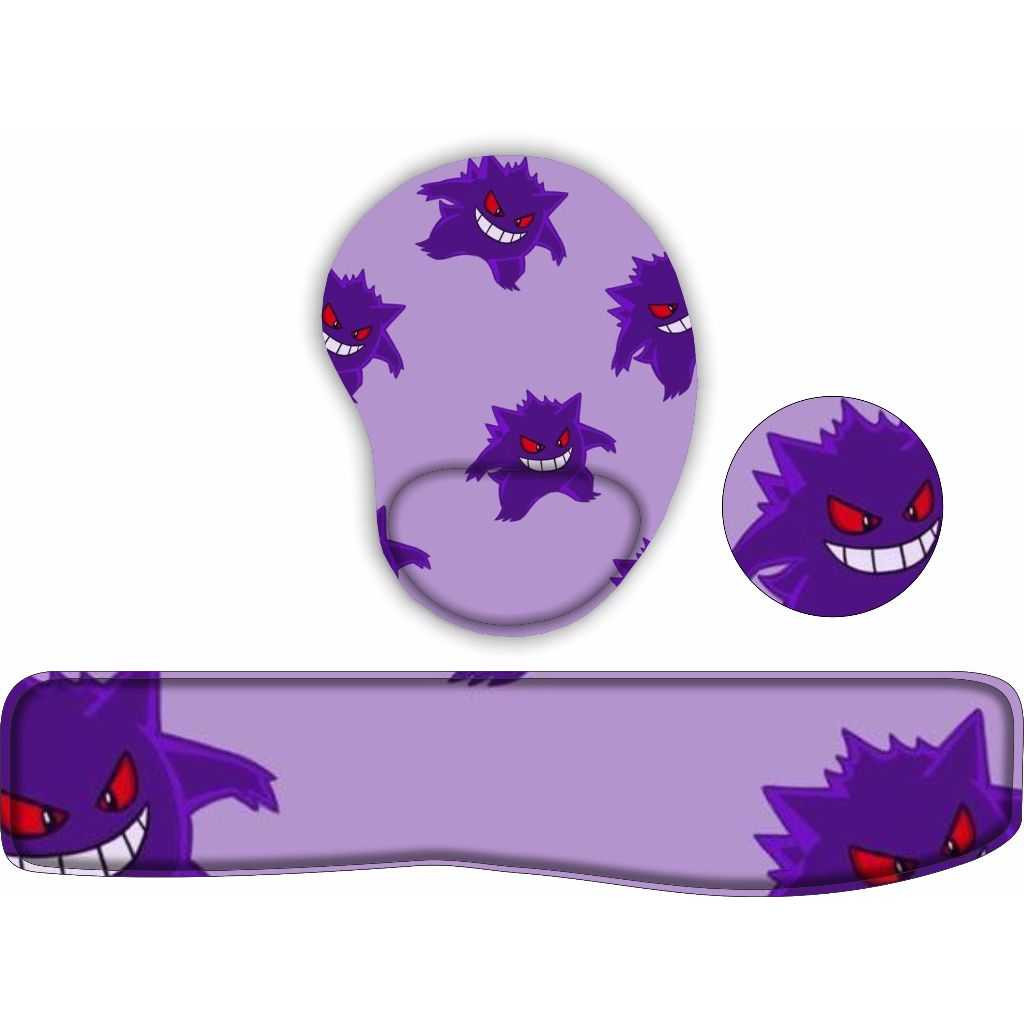 KIT Mouse Pad + Apoio de teclado + porta copos Bixinho roxo 2 em Oferta na Shopee