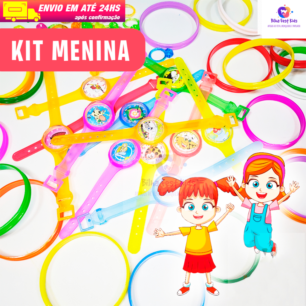 Kit Brinquedo Retrô com 60 Mini Brinquedos Menina - Lembrancinhas para Festa Infantil e Aniversário Sacolinha Surpresa