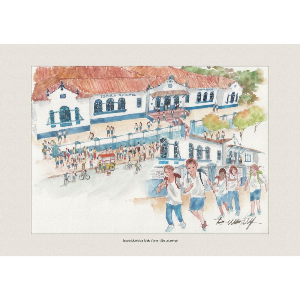 Pintura em Aquarela | Escola Municipal Melo Viana - São Lourenço | Quadro Decorativo | A4