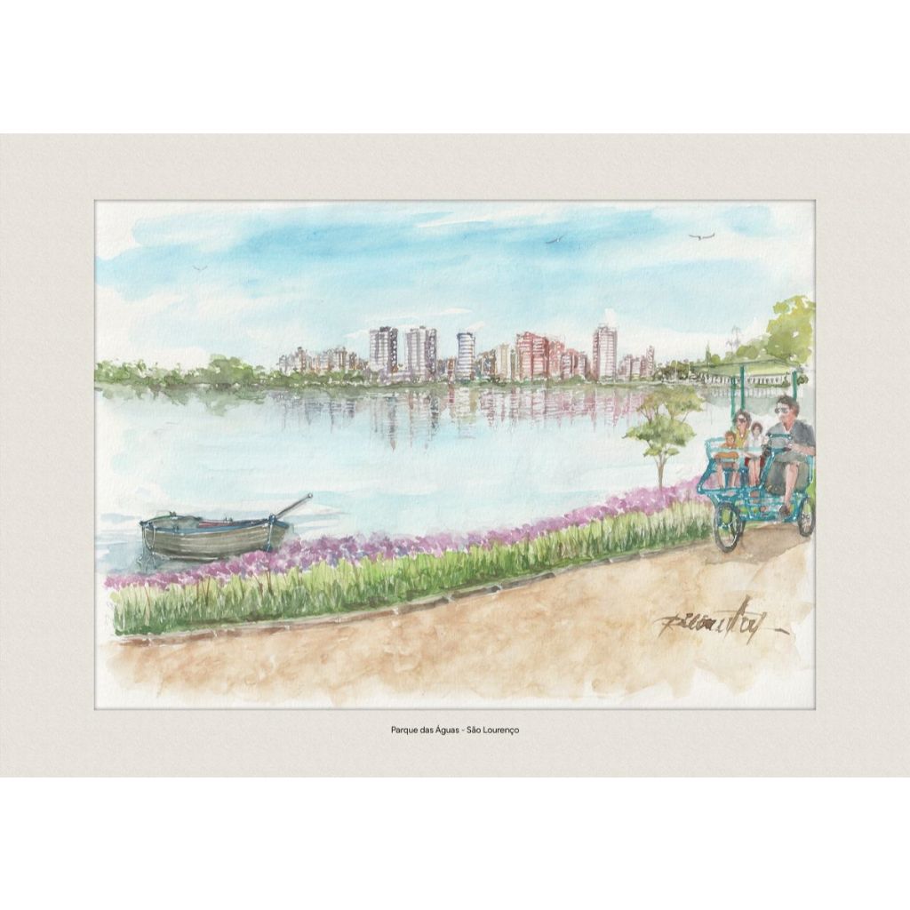 Pintura em Aquarela | Parque das Águas - São Lourenço | Quadro Decorativo | A4