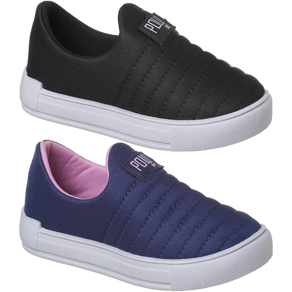 Kit 2 Pares Tenis Calce Facil Infantil Sola Reta Escolar Leve Confortável Menino Menina Envio em 24H em Oferta na Shopee