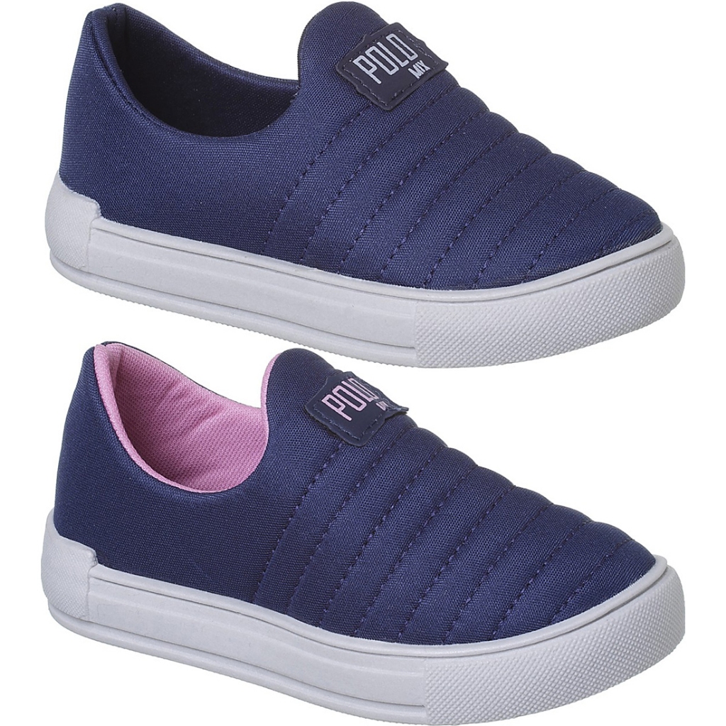 Kit 2 Pares Tenis Calce Facil Infantil Sola Reta Escolar Leve Confortável Menino Menina Envio em 24H