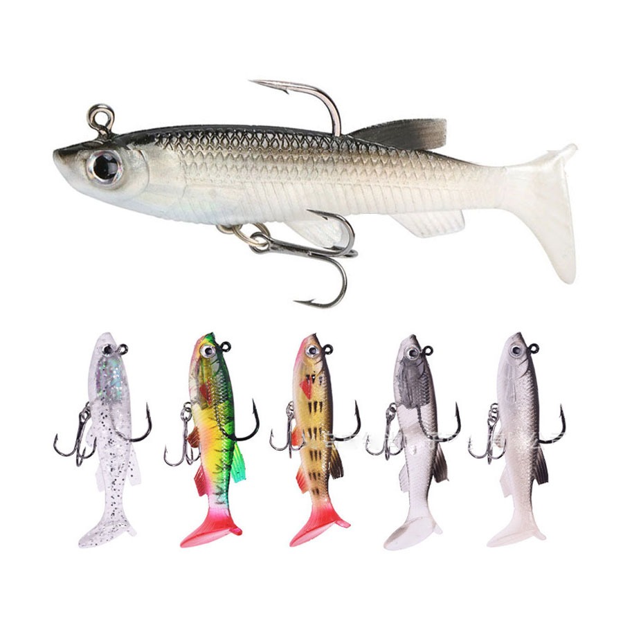 Kit 5 Isca Artificial Silicone Shad Peixe Embutido Chumbadas 14g 8cm Tucunaré Robalo Traira em Oferta na Shopee