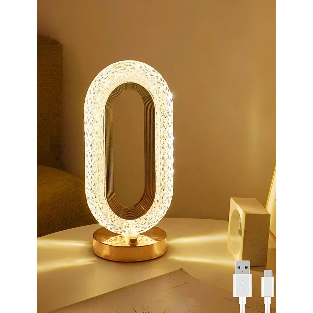 Luminária de Mesa Lua Lâmpada de Quarto Luxuosa Cristal Acrílico 3 Tons de Led