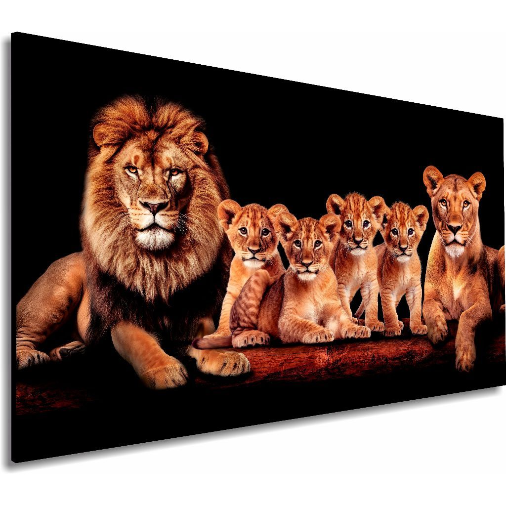 Kit Quadros Decorativos Família De Leões Leão Rei Tendência Sala Casa 90x60cm em Oferta na Shopee