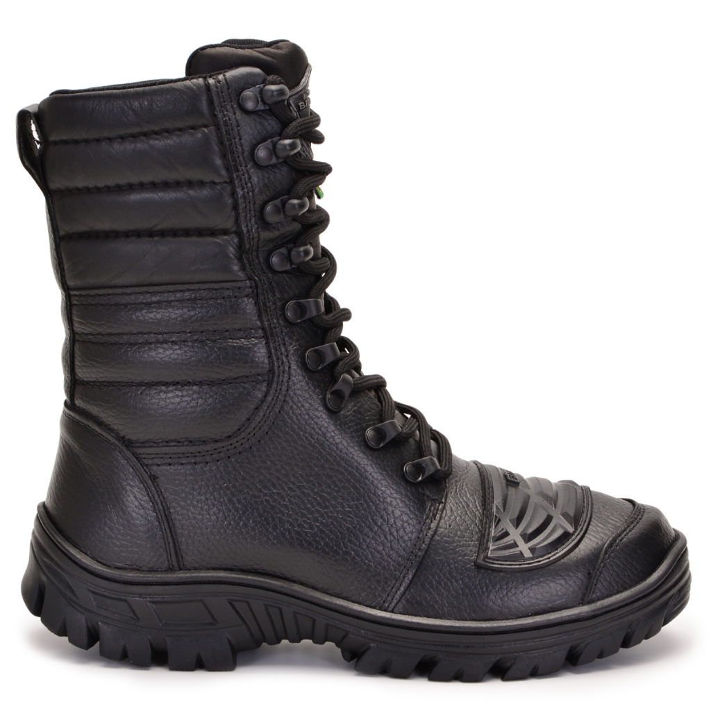 Coturno Bota Militar Masculino Tático De Couro Legitimo bmbrasil com ajuste em cadarço e palmilha de pu gel confortavel